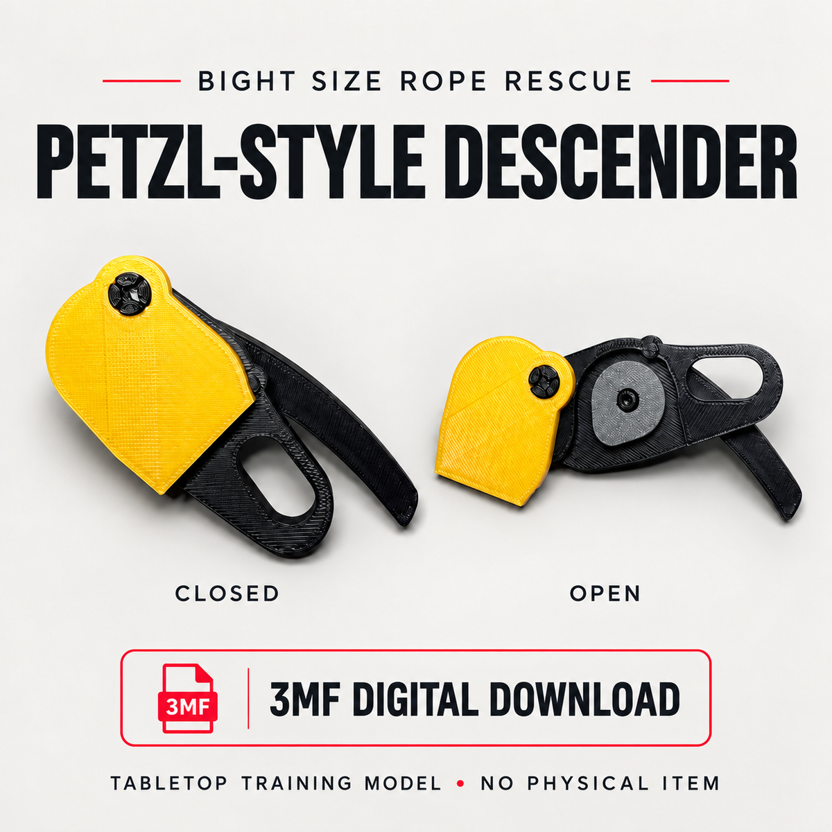 Petzl-Style Descender Tabletop Training Model | 3MF Digital Download